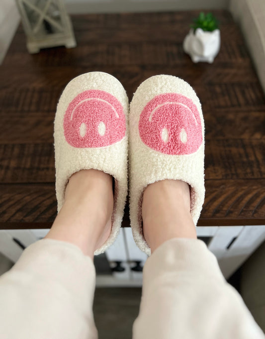 PINK SMILEY FACE SLIPPERS